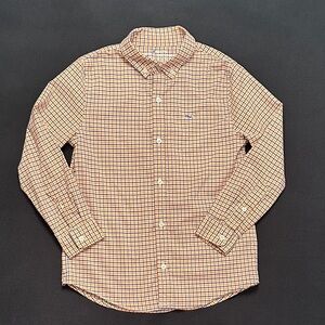 Vineyard Vines Boys Plaid Performance Shirt - Orange, Navy and White size 7